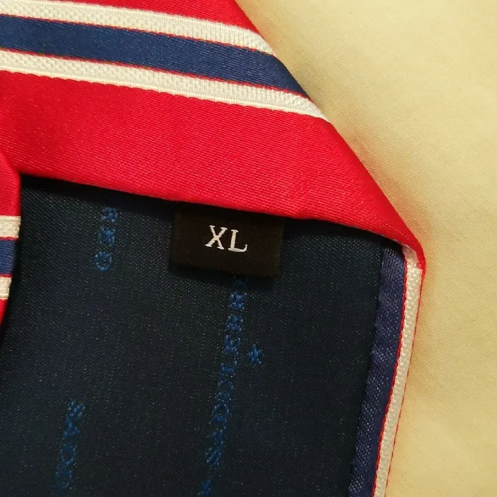 Saddlebred Red White Blue Diagonal Stripe Polyester Silk Tie Necktie Mens X-Long